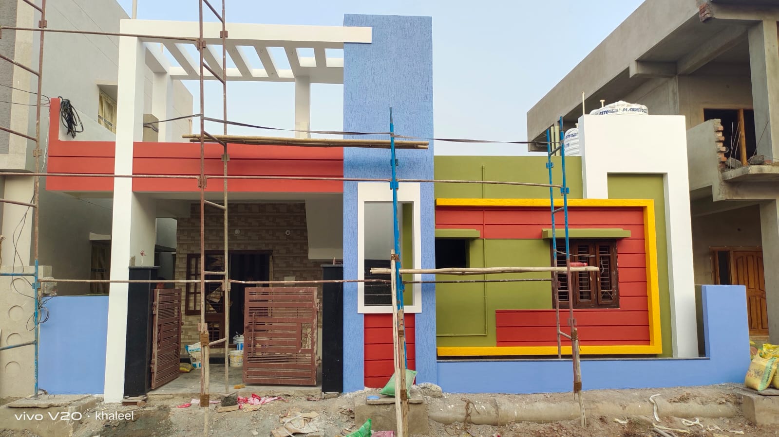 Colourful Front Elevation by KG Painters in Kurnool