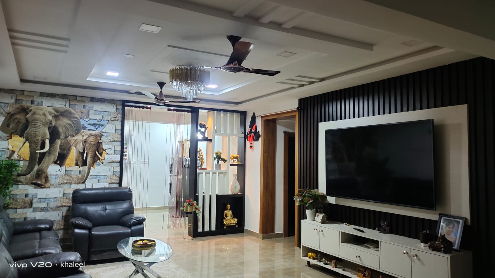 Detailed Living Room Finish by KG Painters in Kurnool